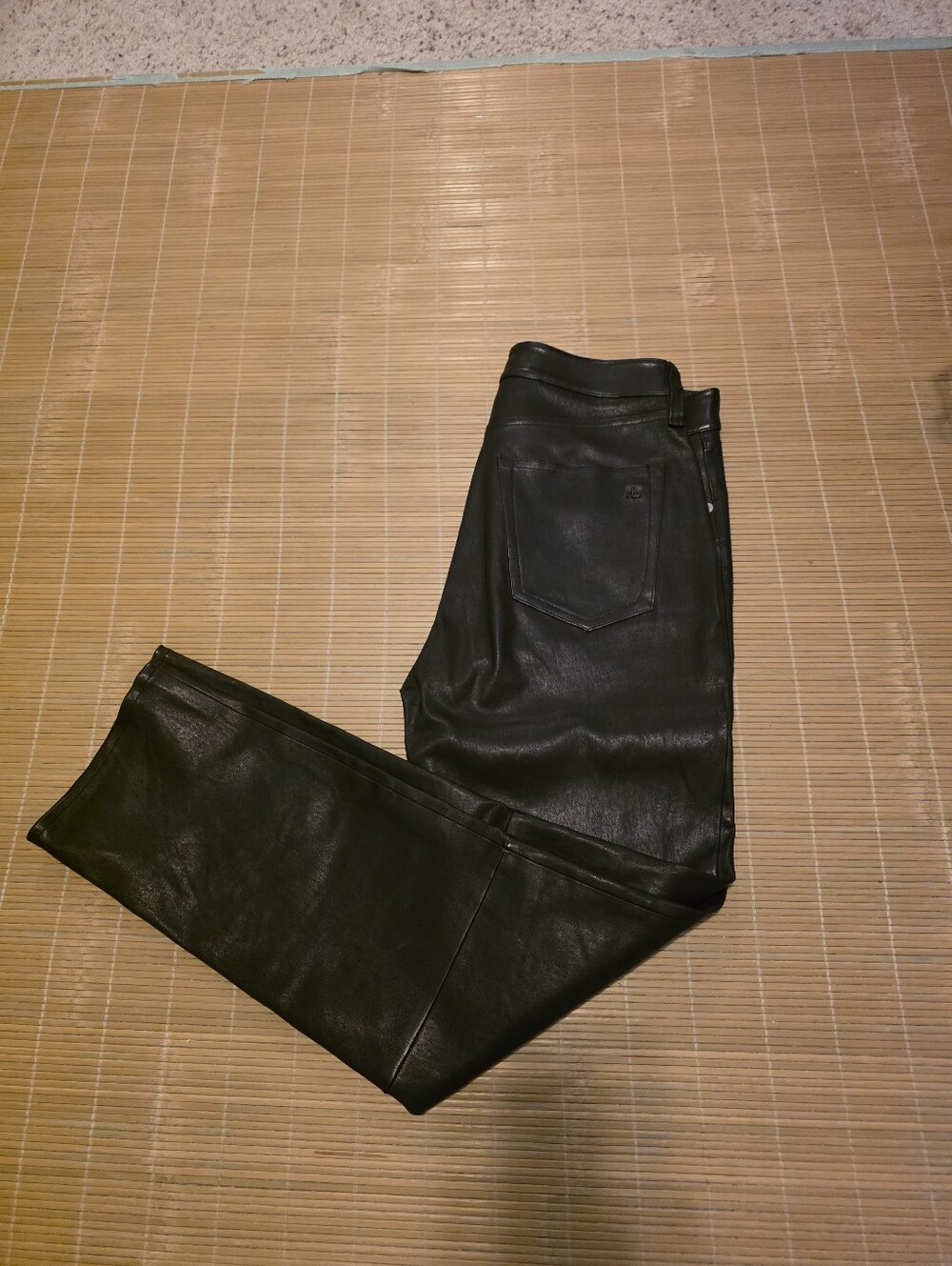rag & bone Black Lamb Leather Pants, Straight Leg High Waist